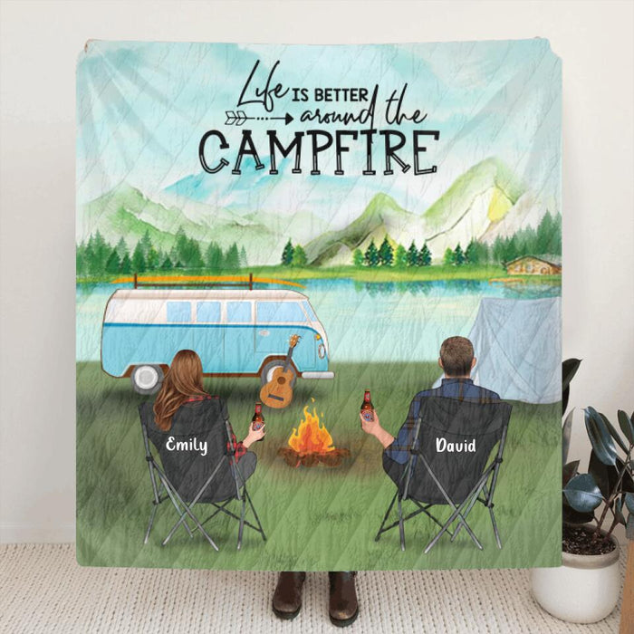 Custom Personalized Camping Quilt/ Fleece Blanket - Gift for whole family, camping lovers - Camping Partners For Life