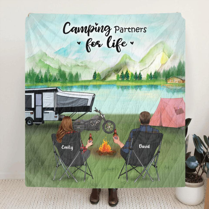 Custom Personalized Camping Blanket Gift For Whole Family, Camping Lovers - Camping Partners For Life - Full Options - 3KFOG2
