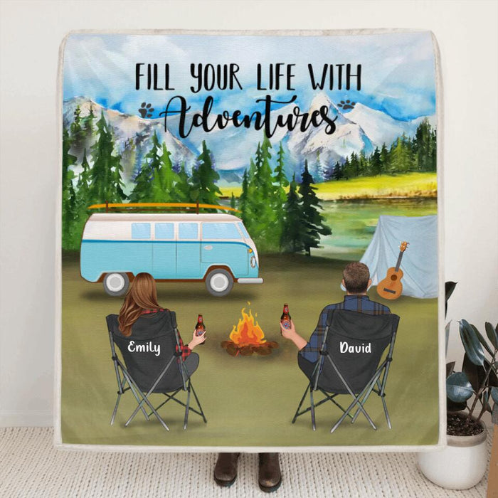 Custom Personalized Camping Blanket - Gift For Father's Day, The Whole Family - Couple with up to 6 pets, Parents with up to 6 kids - ODH9UF