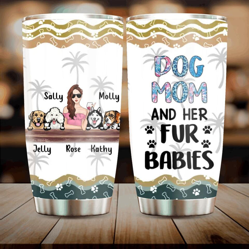 Personalized Dog Mom Tumbler - Gift Idea For Dog Mom - Up to 4 Dogs with Summer Patterns