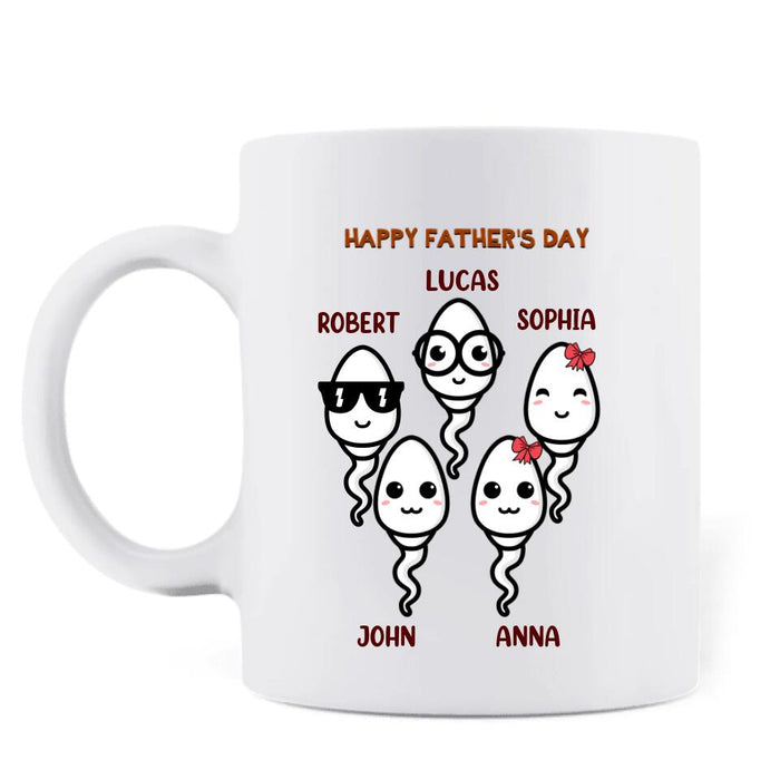 Custom Personalized Father's Day 2023 Coffee Mug - Gift Idea For Father - We're Glad We Shot Out Of Your Balls