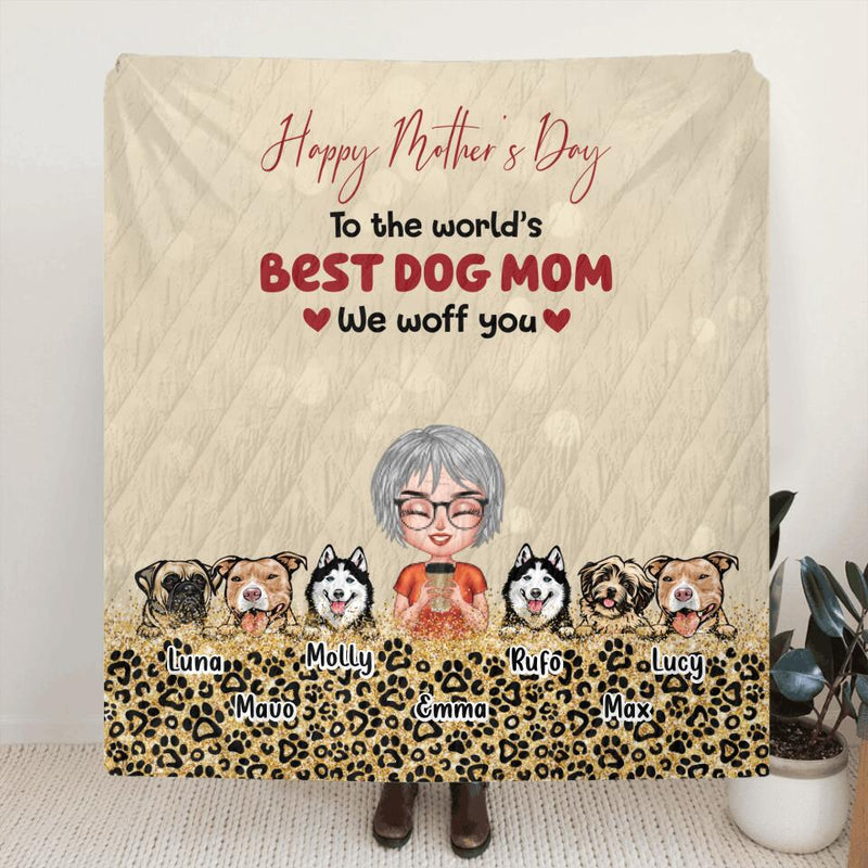 Personalized Dog Mom/Dog Dad Pillow Cover/Fleece Throw Blanket/Quilt - Man/Woman With Up to 6 Dogs - Mother's Day/Father's Day Gift Idea For Dog/Cat Lover