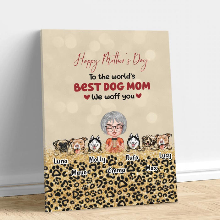 Custom Personalized Dog Mom/ Dog Dad Canvas - Man/ Woman With Upto 6 Dogs - Mother's Day/ Father's Day Gift Idea For Dog Lover