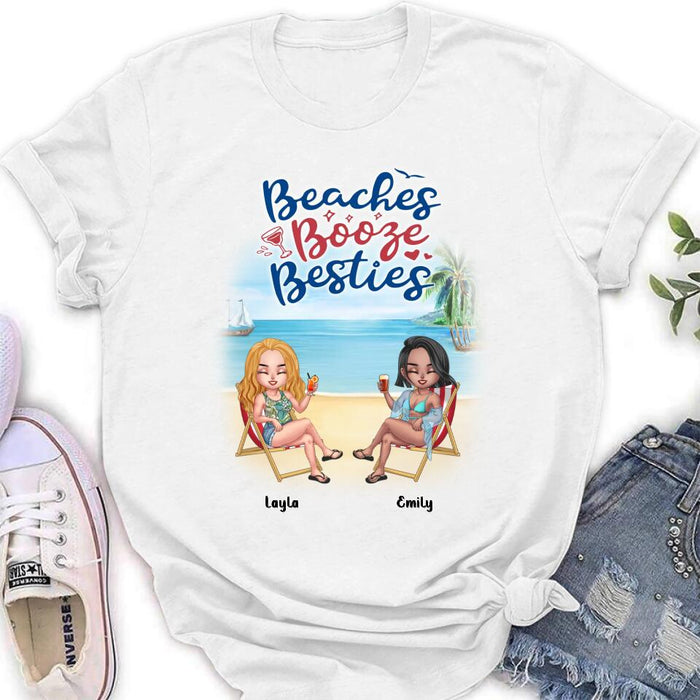 Personalized Besties Shirt - Up to 4 People - Gift Idea For Besties/Friends - Beaches Booze Besties