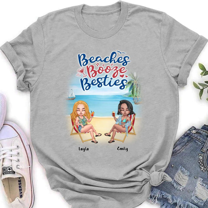 Personalized Besties Shirt - Up to 4 People - Gift Idea For Besties/Friends - Beaches Booze Besties
