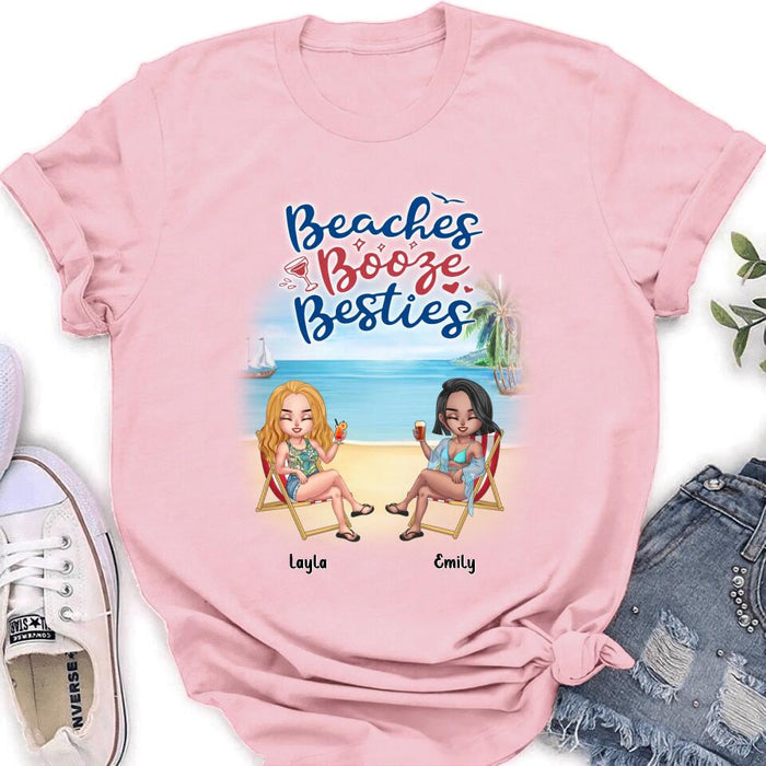 Personalized Besties Shirt - Up to 4 People - Gift Idea For Besties/Friends - Beaches Booze Besties