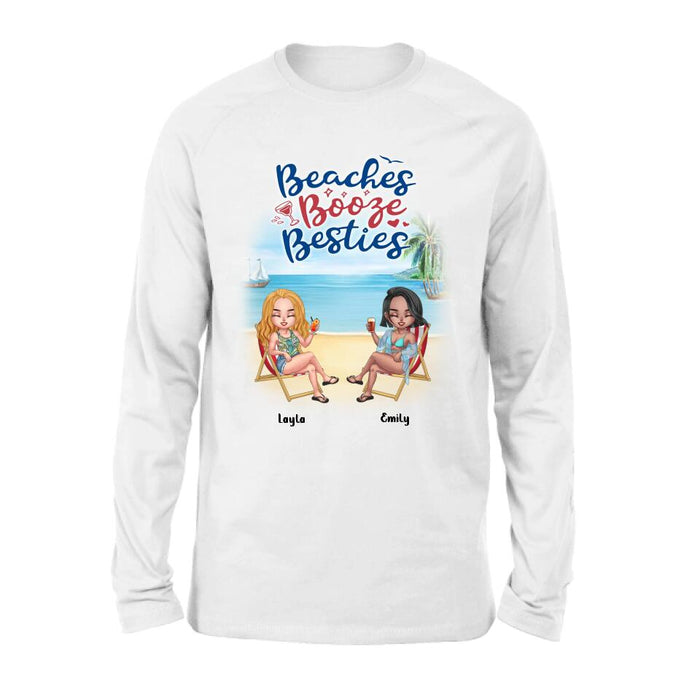 Personalized Besties Shirt - Up to 4 People - Gift Idea For Besties/Friends - Beaches Booze Besties
