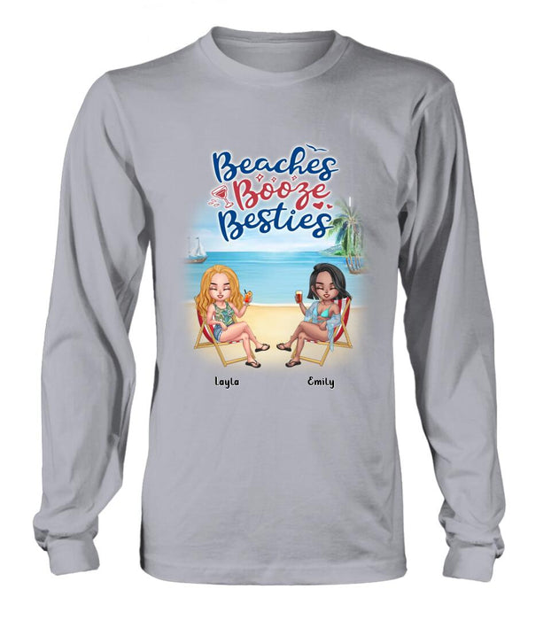 Personalized Besties Shirt - Up to 4 People - Gift Idea For Besties/Friends - Beaches Booze Besties