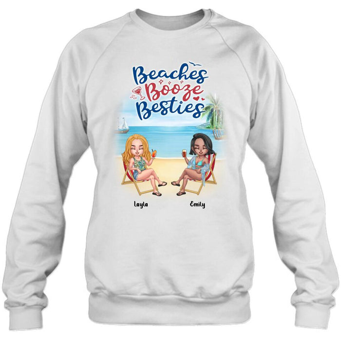 Personalized Besties Shirt - Up to 4 People - Gift Idea For Besties/Friends - Beaches Booze Besties