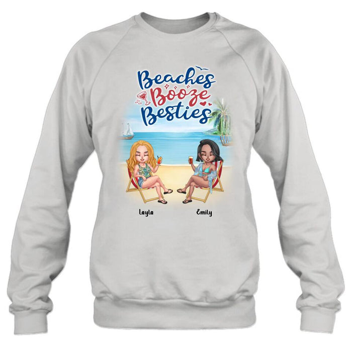 Personalized Besties Shirt - Up to 4 People - Gift Idea For Besties/Friends - Beaches Booze Besties