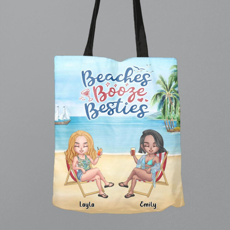 Personalized Besties Canvas Bag - Up to 4 People - Gift Idea For Besties/Friends - Beaches Booze Besties