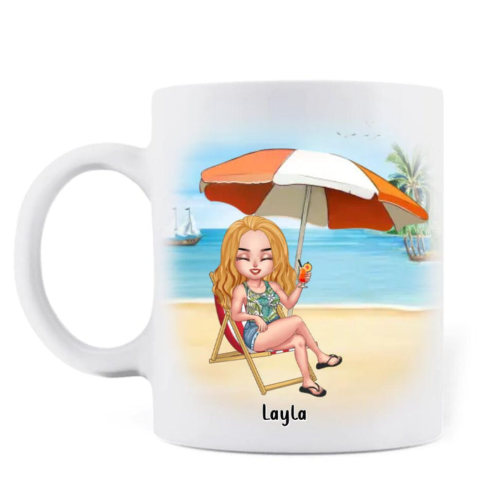 Custom Personalized Besties Coffee Mug - Upto 4 People - Gift Idea For Besties/Friends - Just A Girl Who Loves Beaches