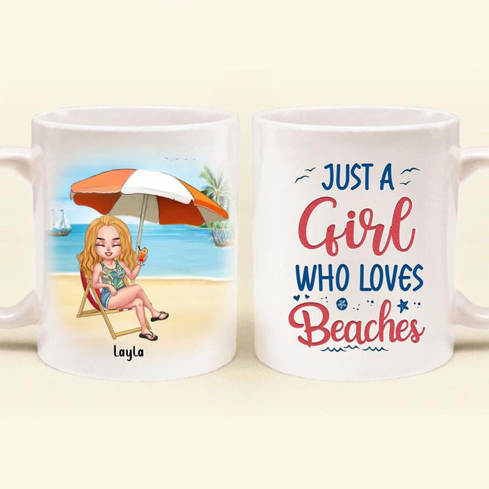 Custom Personalized Besties Coffee Mug - Upto 4 People - Gift Idea For Besties/Friends - Just A Girl Who Loves Beaches