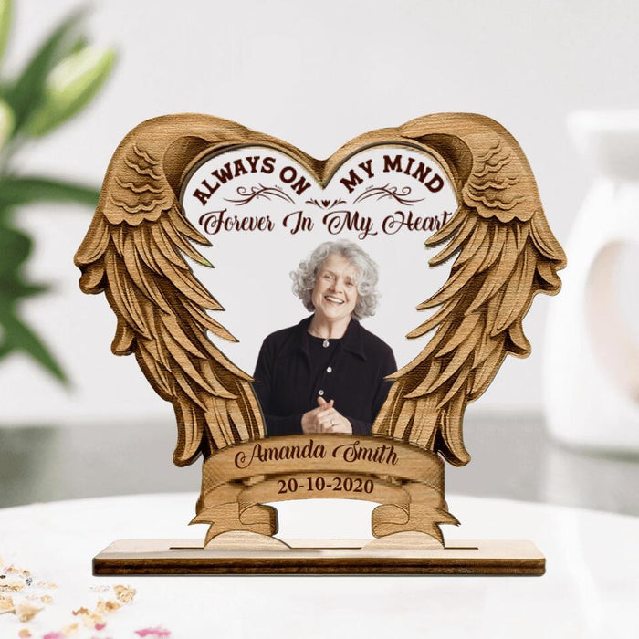 Custom Personalized Memorial Photo Wooden And Acrylic Plaque - Gift Idea For Mother's Day/Father's Day - Always On My Mind Forever In My Heart