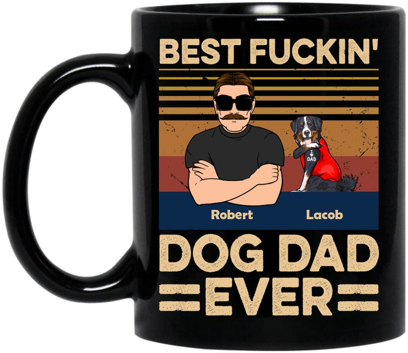 Custom Personalized Best Dog Dad Ever Coffee Mug - Upto 4 Dogs - Father's Day Gift Idea