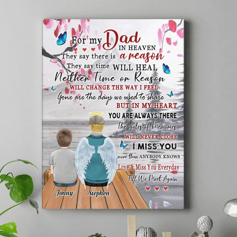 Personalized For My Dad In Heaven Canvas - Memorial Gift Idea For Father's Day - Love & Miss You Everyday Till We Meet Again
