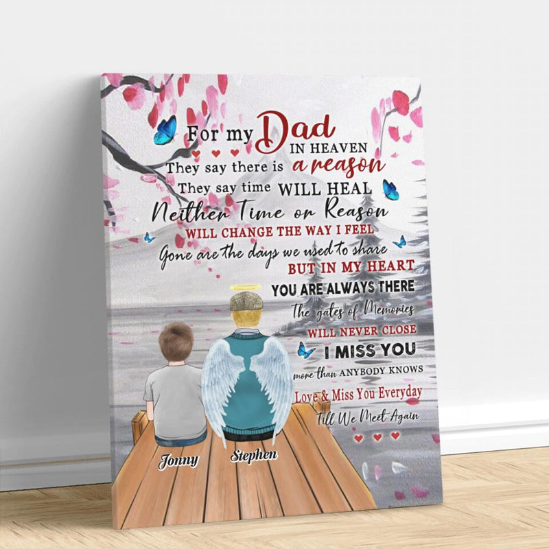 Personalized For My Dad In Heaven Canvas - Memorial Gift Idea For Father's Day - Love & Miss You Everyday Till We Meet Again