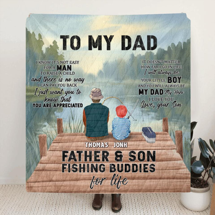 Custom Personalized Fishing Quilt/Fleece Blanket - Gift Idea For Father's Day - To My Dad