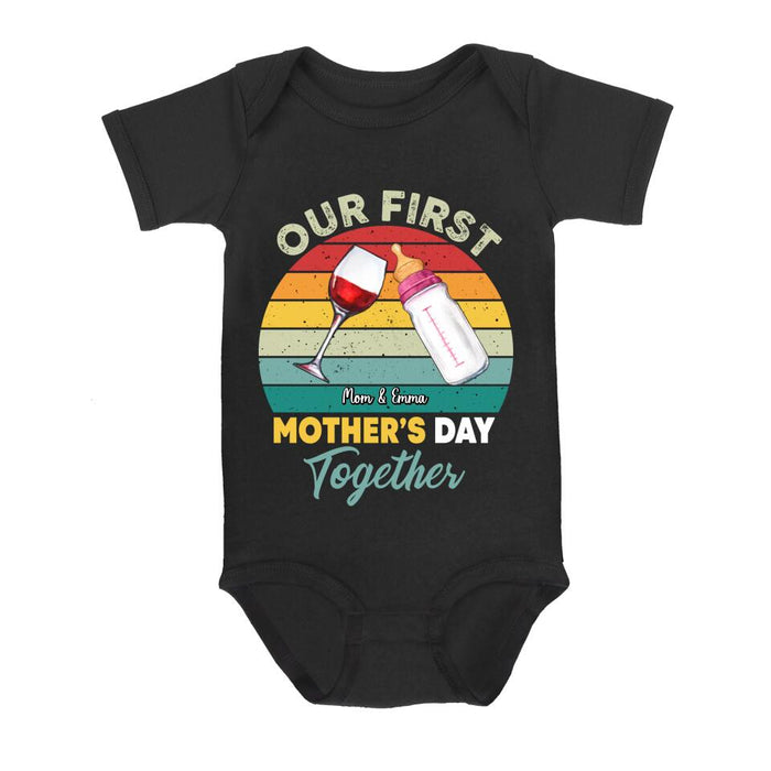 Custom Personalized Baby Onesie/T-Shirt - Mother's Day Gift Idea For Baby/Mom - Our First Mother's Day Together