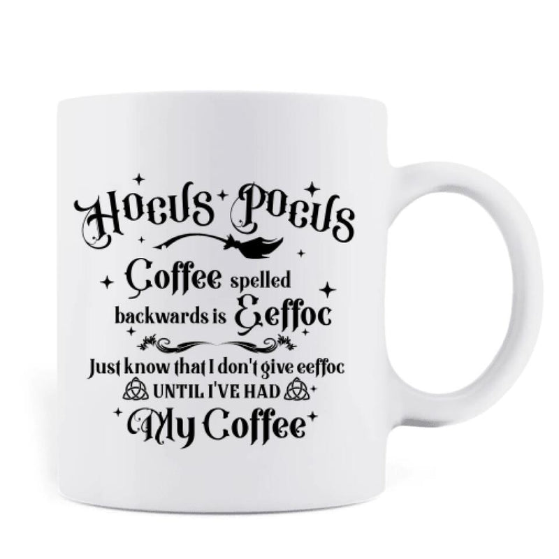 Custom Personalized Witch Coffee Mug - Gift For Halloween - Coffee Spelled Backwards - RYXW2G
