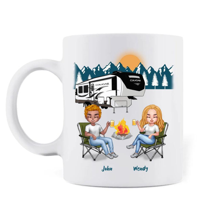 Custom Personalized Camping Friends Coffee Mug - Upto 7 People - Gift Idea For Friends/Camping Lovers - If I'm Drunk It's My Camping Friends' Fault
