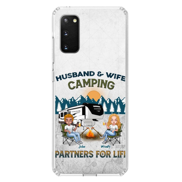 Custom Personalized Camping Friends/ Couple Phone Case For iPhone And Samsung - Upto 7 People - Gift Idea For Friends/ Camping Lover - Husband & Wife Camping Partners For Life