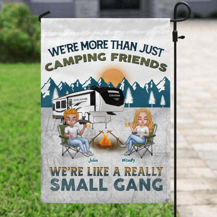 Custom Personalized Camping Friends Flag Sign - Upto 7 People - Gift Idea For Friends/ Couple/ Camping Lover - We're More Than Just Camping Friends We're Like A Really Small Gang