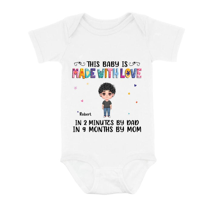 Personalized Love Baby Onesie - Gift Idea for Baby/Mother's Day/Father's Day - This Baby Is Made With Love