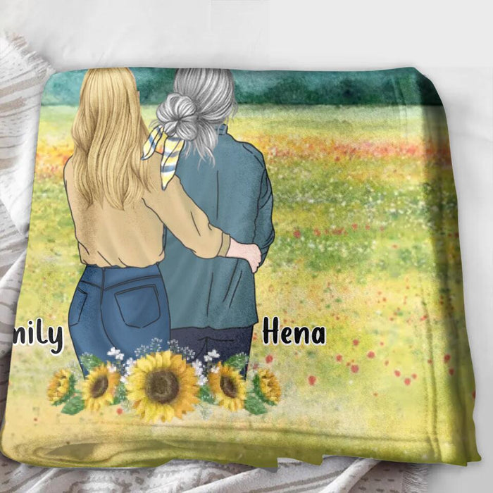 Custom Personalized Mom & Daughter Quilt/Single Layer Fleece Blanket/Pillow Cover - Mother's Day Gift Idea From Daughter - Mother & Daughter Forever Linked Together