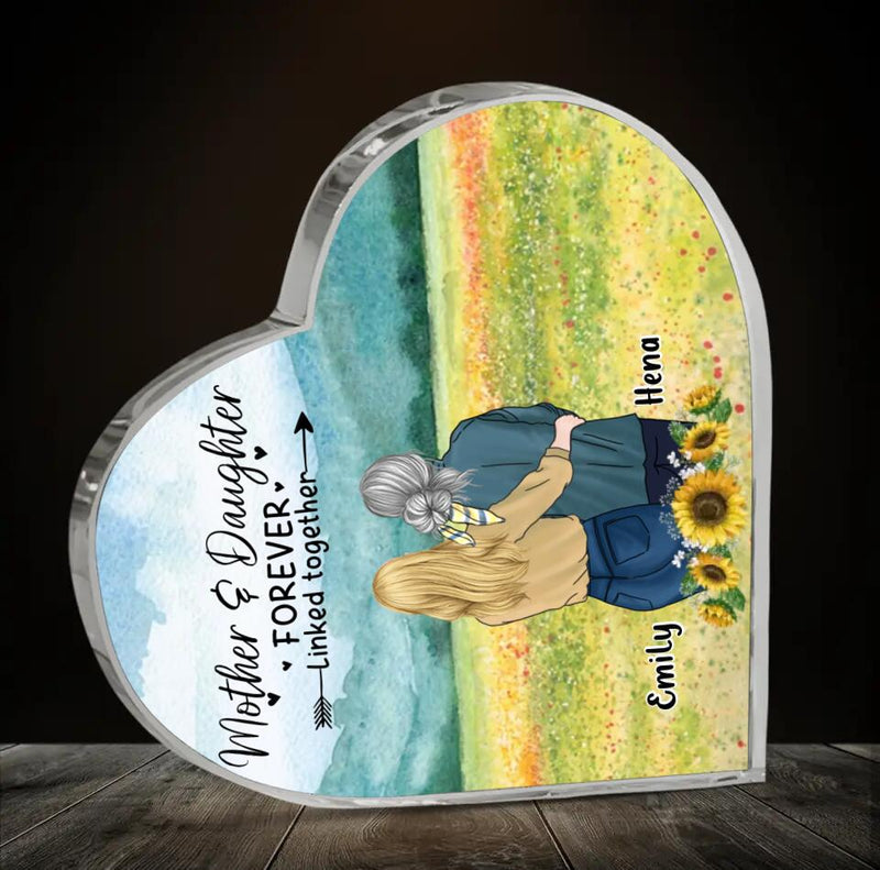 Personalized Mom & Daughter Crystal Heart - Mother's Day Gift Idea From Daughter - Mother & Daughter Forever Linked Together
