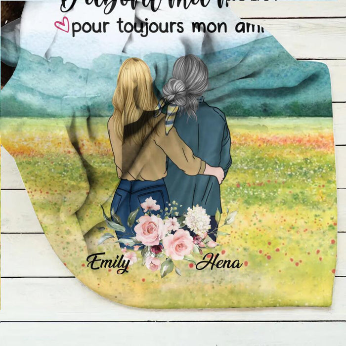 Custom Personalized Mom & Daughter Quilt/Single Layer Fleece Blanket - Best Gift Idea For Mother's Day - D'abord Ma Mere Pour Toujours Mon Ami