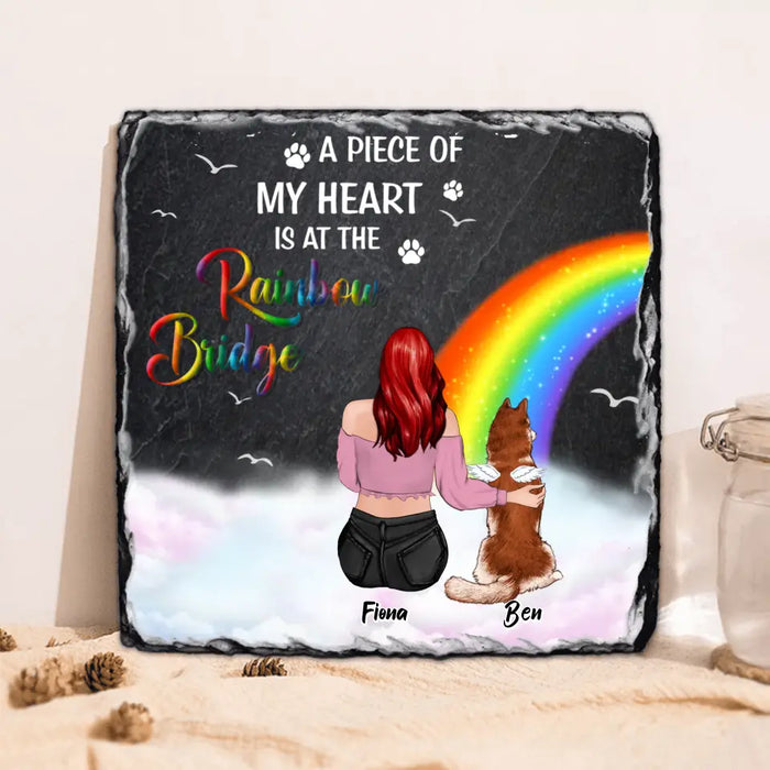 Custom Personalized Memorial Lithograph - Memorial Gift Idea for Dog/Cat Owners/Mother's Day - A Piece Of My Heart Is At The Rainbow Bridge