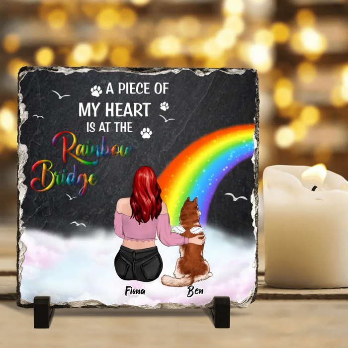 Custom Personalized Memorial Lithograph - Memorial Gift Idea for Dog/Cat Owners/Mother's Day - A Piece Of My Heart Is At The Rainbow Bridge