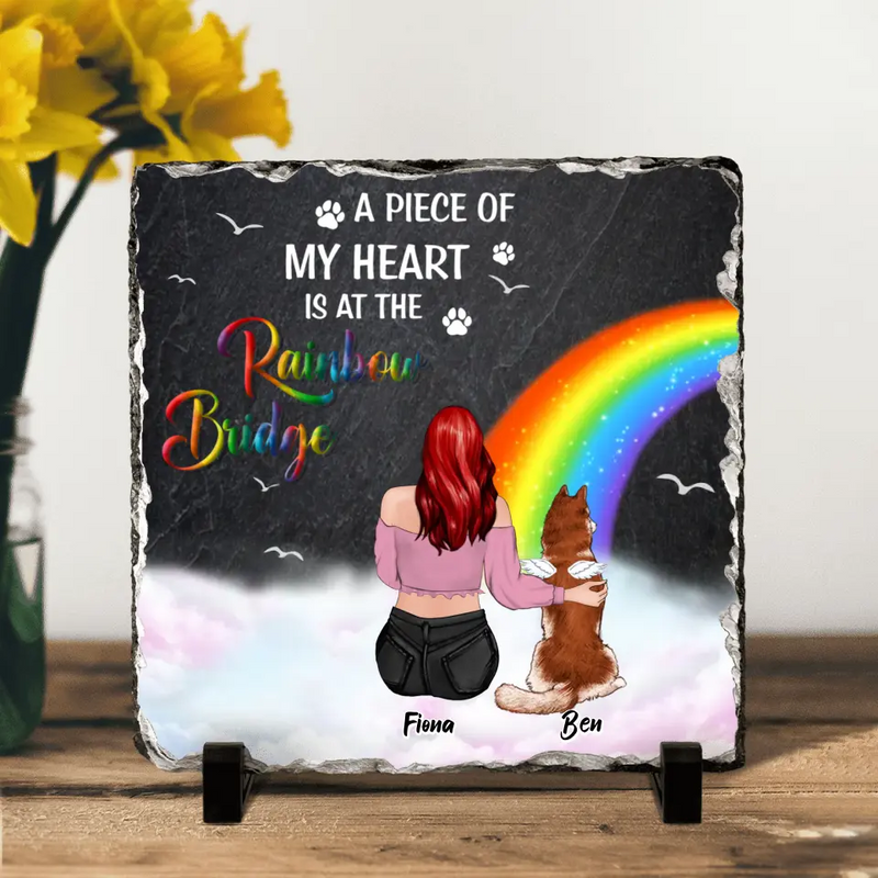 Personalized Memorial Lithograph - Memorial Gift Idea for Dog/Cat Owners/Mother's Day - A Piece Of My Heart Is At The Rainbow Bridge