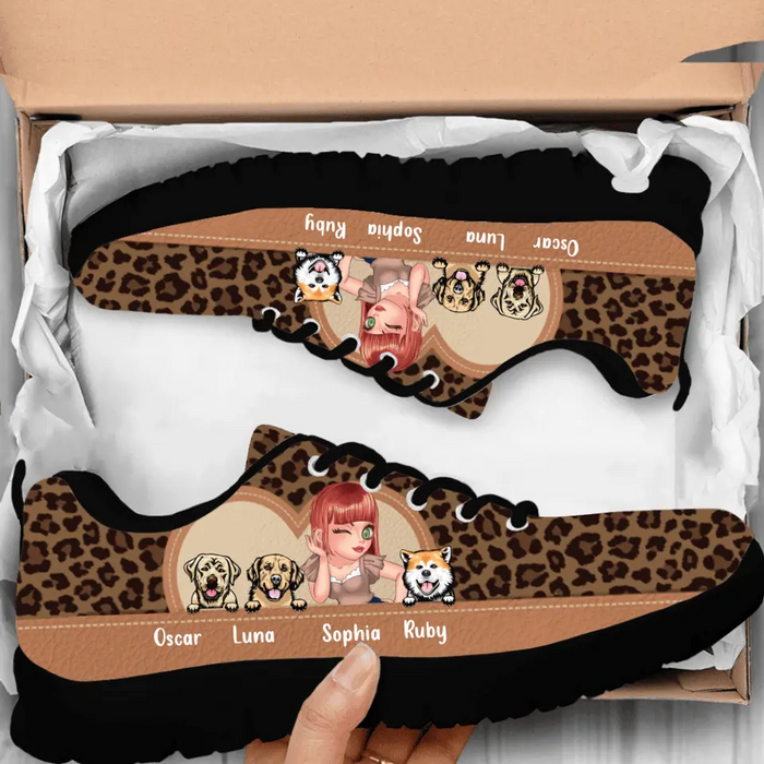 Custom Personalized Pet Mom Sneakers - Gift Idea For Dog Lover/ Cat Lover with up to 3 Pets