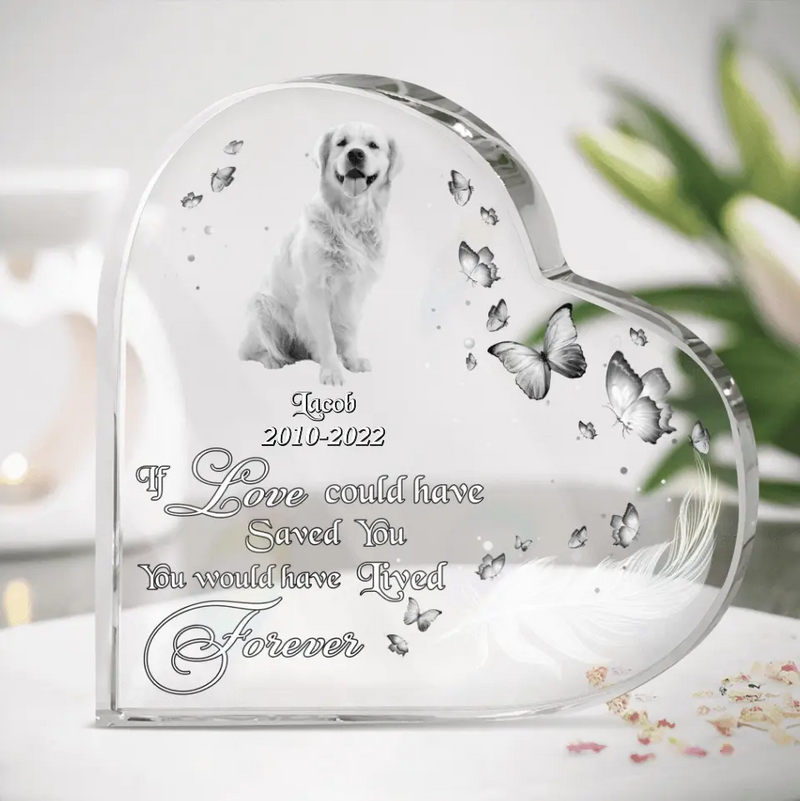 Custom Dog Photo Acrylic Plaque - Memorial Gift Idea For Dog Lover - If Love Could Have Saved You, You Would Have Lived Forever