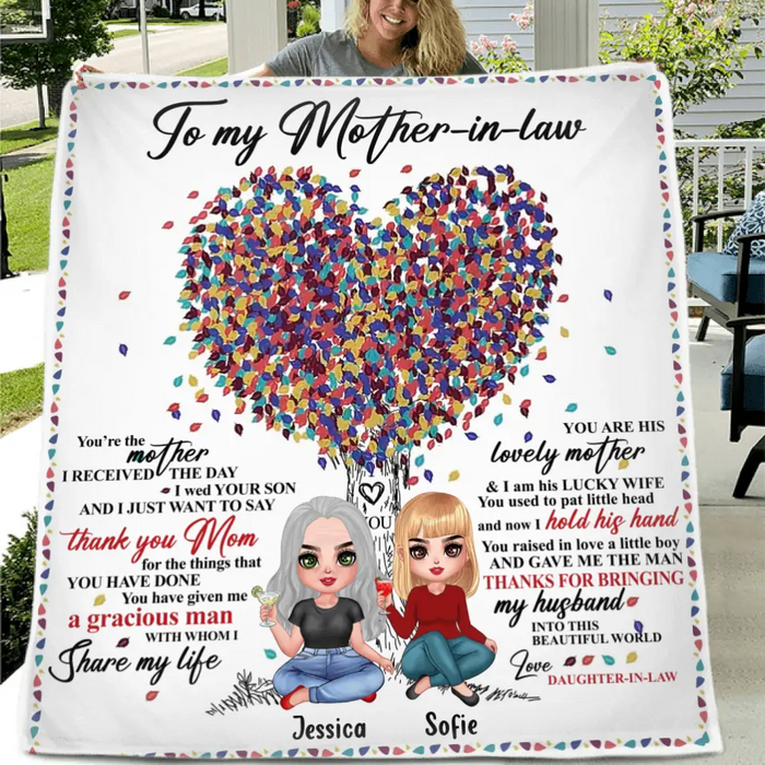 Custom Personalized Mom Quilt/Single Layer Fleece Blanket - Gift Idea For Mother's Day/Mother-In-Law - You're The Mother I Received The Day I Wed Your Son