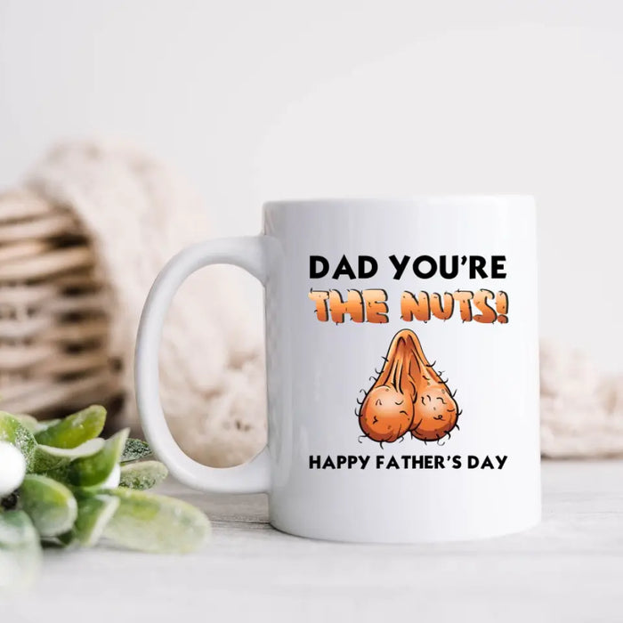 Custom Personalized Father's Day Coffee Mug - Gift Idea For Father's Day - You're The Nuts Happy Father's Day