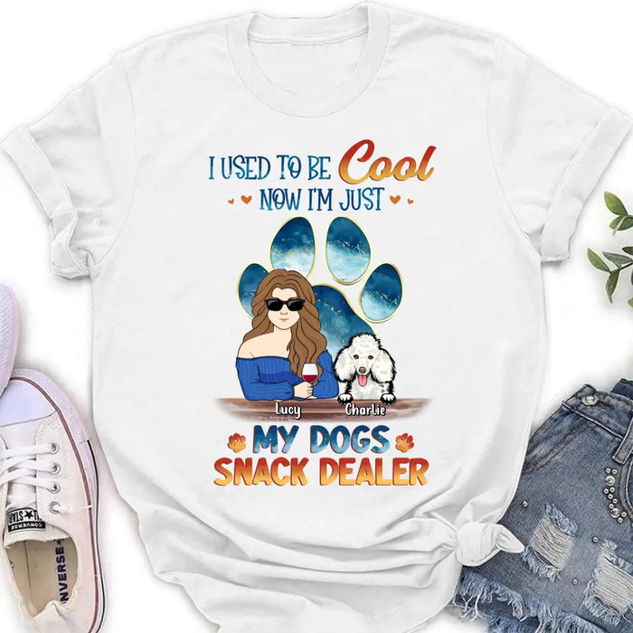 Personalized Dog Mom Shirt/Hoodie - Up to 6 Dogs - Gift Idea For Mother's Day/Birthday/Dog Lover - I Used To Be Cool Now I'm Just My Dogs Snack Dealer