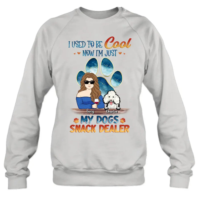 Personalized Dog Mom Shirt/Hoodie - Up to 6 Dogs - Gift Idea For Mother's Day/Birthday/Dog Lover - I Used To Be Cool Now I'm Just My Dogs Snack Dealer