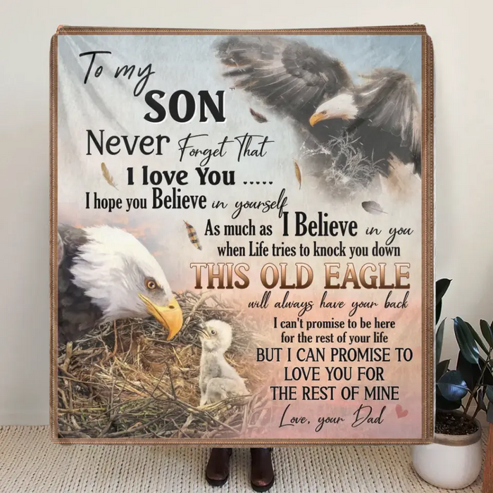 To My Son Single Layer Fleece/ Quilt Blanket - Gift Idea From Mom/ Dad To Son, Birthday Gift - To My Son Never Forget That I Love You