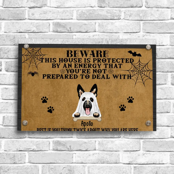 Custom Personalized Dog Halloween Metal Sign - Upto 5 Dogs - Best Gift For Dog Lovers