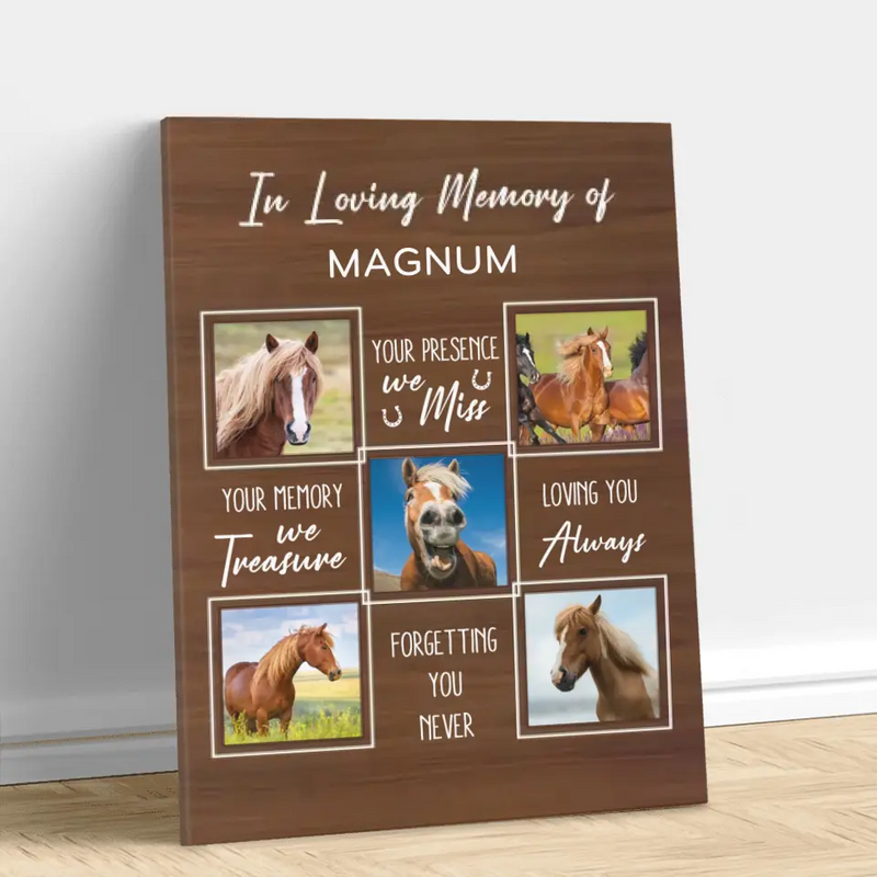 Personalized Memorial Canvas - Upload Horse Photo - Memorial Gift Idea - They Live In Our Hearts