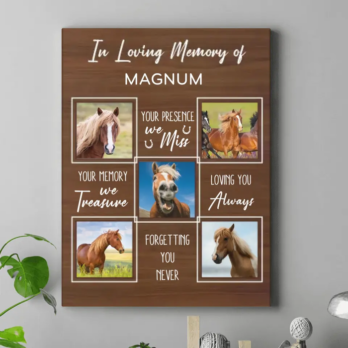 Custom Personalized Memorial Canvas - Upload Horse Photo - Memorial Gift Idea - They Live In Our Hearts