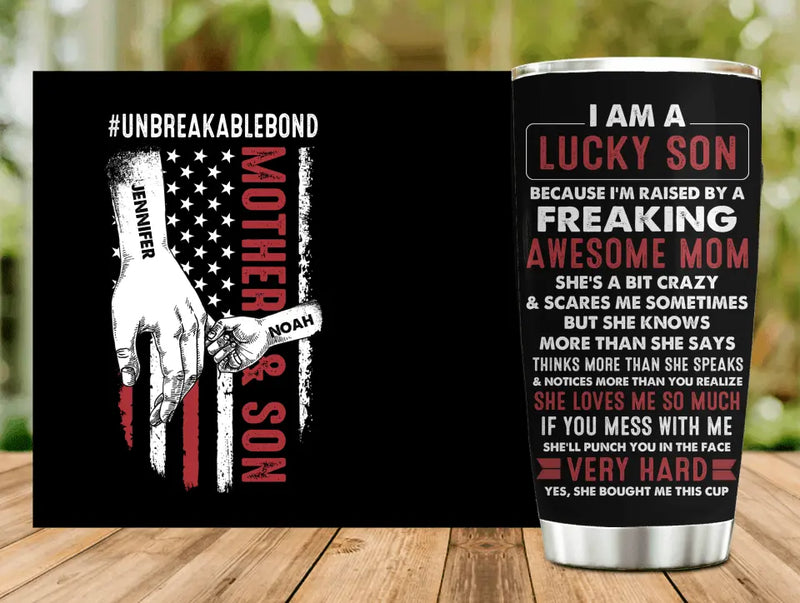 Personalized Lucky Son Tumbler - Gift Idea For Mother's Day - I Am A Lucky Son Of An Awesome Mom