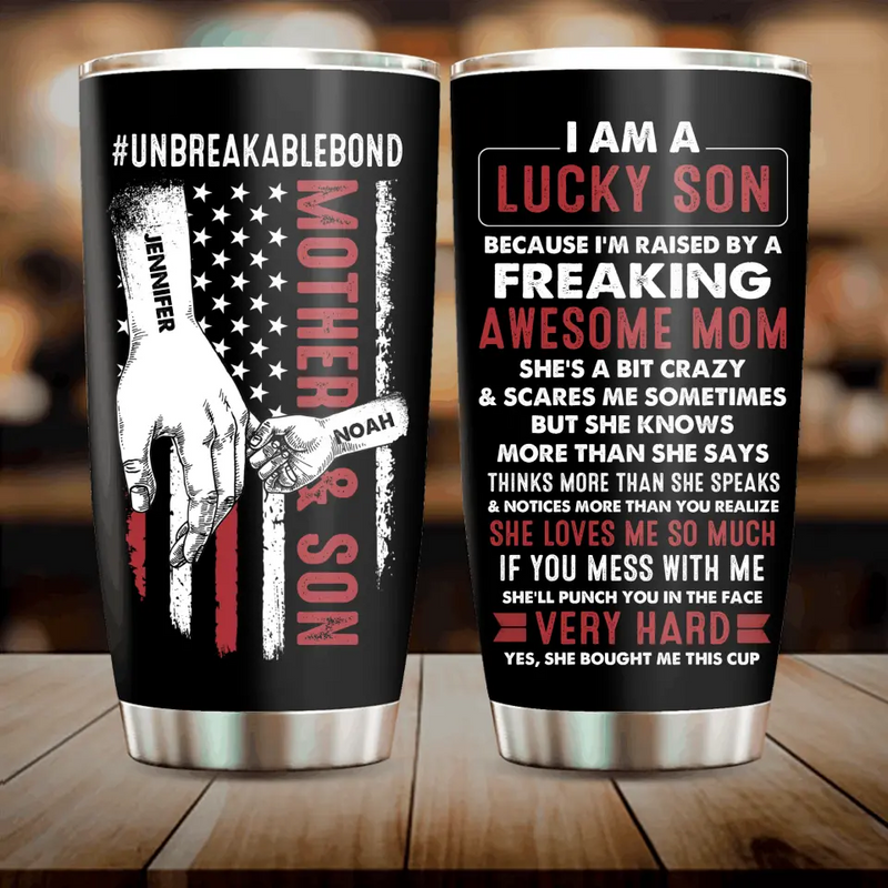 Personalized Lucky Son Tumbler - Gift Idea For Mother's Day - I Am A Lucky Son Of An Awesome Mom