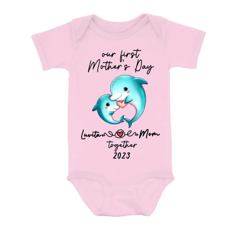 Personalized Baby Onesie/T-Shirt - Mother's Day Gift Idea For Baby/Mom - Our First Mother's Day Together 2023
