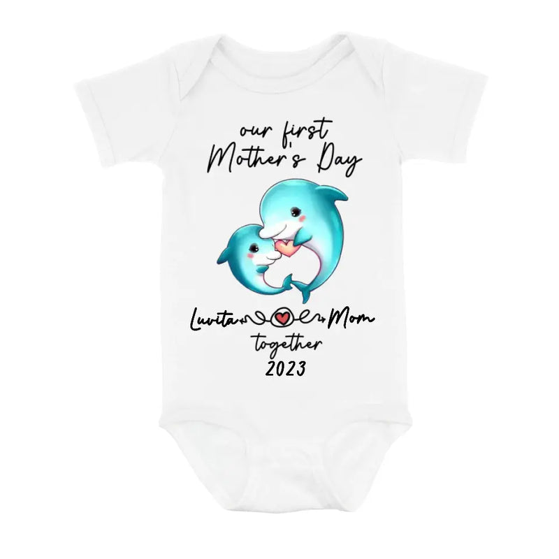 Personalized Baby Onesie/T-Shirt - Mother's Day Gift Idea For Baby/Mom - Our First Mother's Day Together 2023