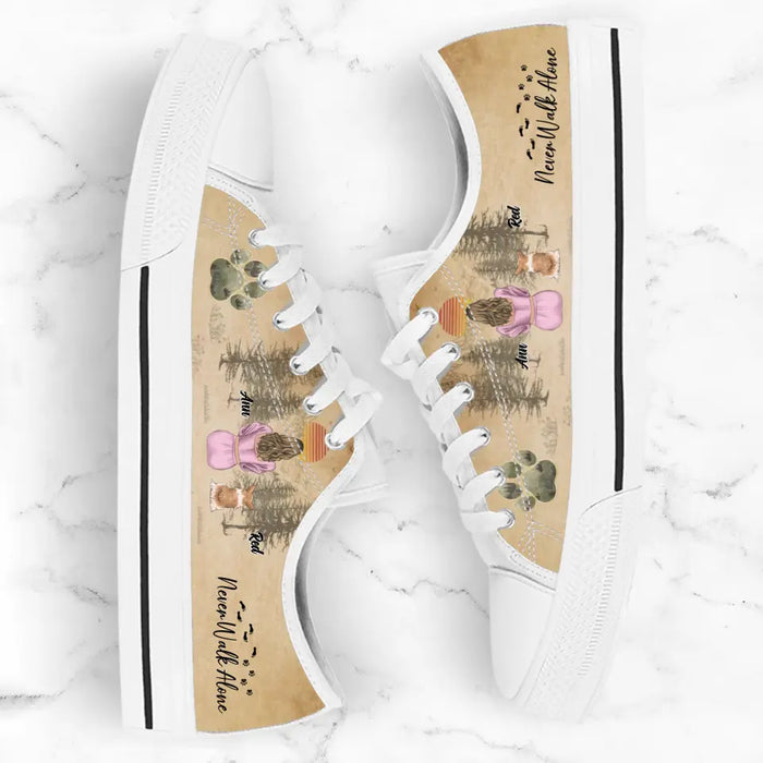 Custom Personalized Dog Mom Canvas Sneakers - Upto 4 Dogs - Mother's Day Gift Idea For Dog Lovers - Never Walk Alone