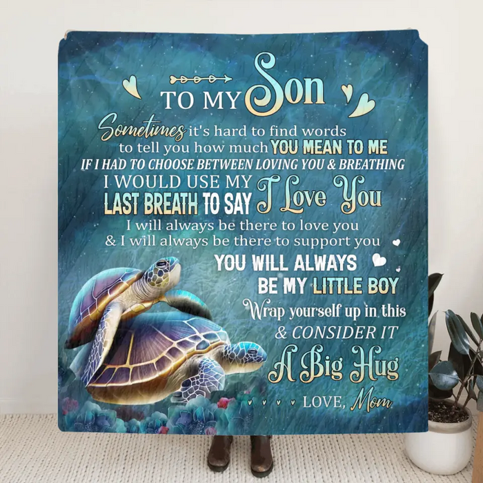 To My Son/Daughter Single Layer Fleece/ Quilt - Gift Idea From Mom To Son/Daughter, Birthday Gift - Wrap Yourself Up In This & Consider It A Big Hug